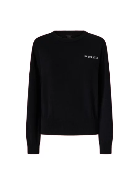 Sweter Pinko wełniany z nadrukiem czarny