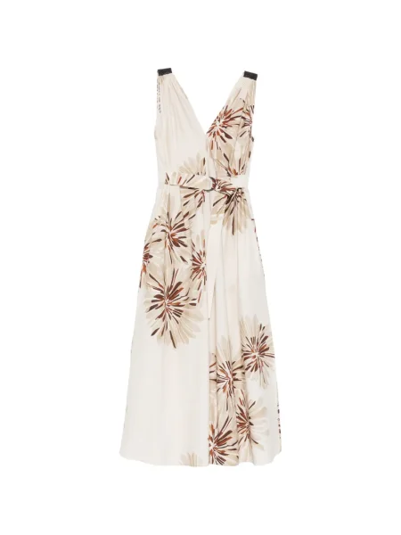 Rochie midi Brunello Cucinelli cu model floral până la genunchi de costum