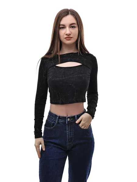 Лонгслів STREAM віскоза/поліестер чорний