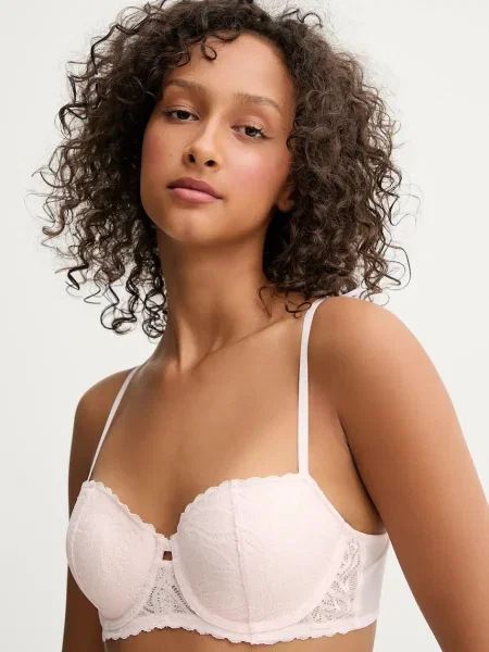 Сутиен Dkny от дантела с изчистен дизайн розово