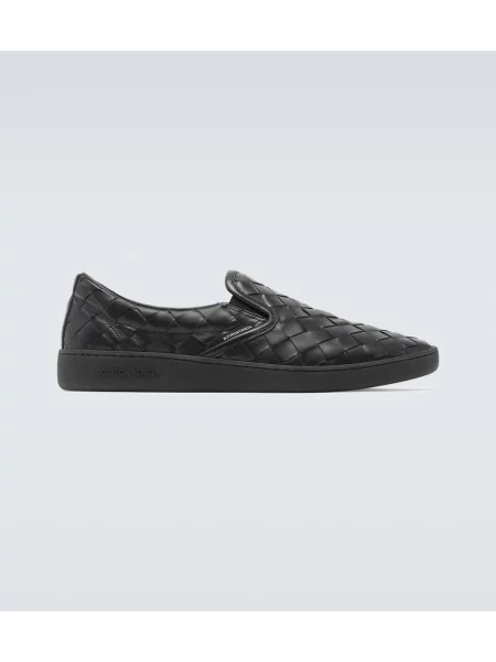 Sneakerși Bottega Veneta din piele slip-on negru