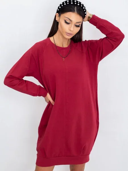 Sukienka Basic Feel Good garniturowa bordowa