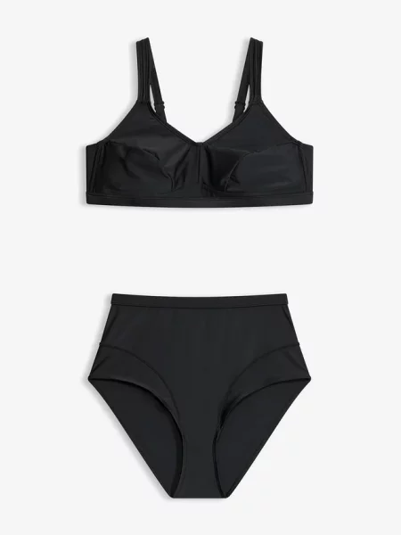 Zabudowane bikini z szybkoschnącego materiału 2 części czarne