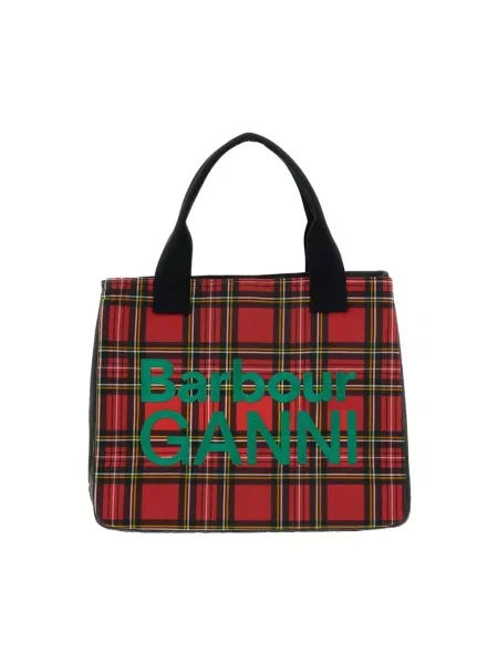 Barbour torebka x GANNI Wax Tote Bag czerwona