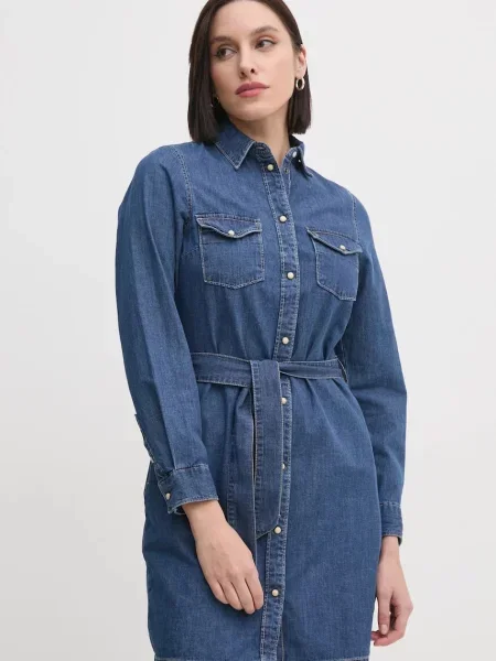 Pepe Jeans rochie jeans REGULAR DENIM DRESS mini drept albastru