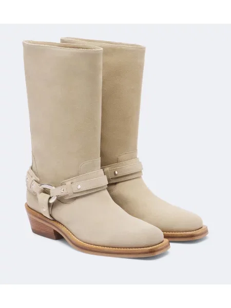 Botine Rabanne din piele de căprioară bej