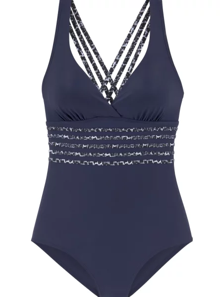 LASCANA Costum de baie întreg albastru marin / metalic / deschis gri
