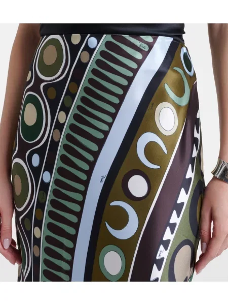 Fusta maxi Pucci din satin verde