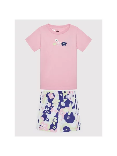 Adidas Σετ T-Shirt και σορτς Flower Print Regular Fit ροζ