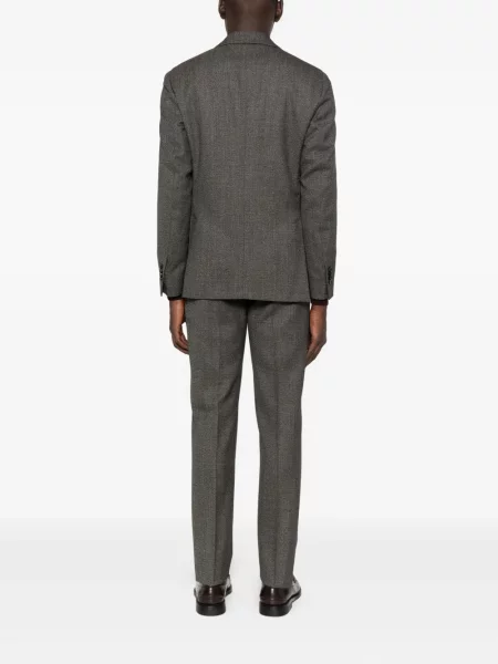 Costum Lardini de lână cu model herringbone de costum maro