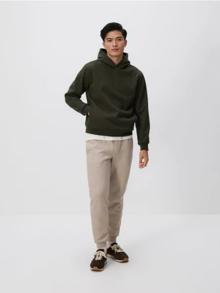 Свитшот Reserved с капюшоном зеленый