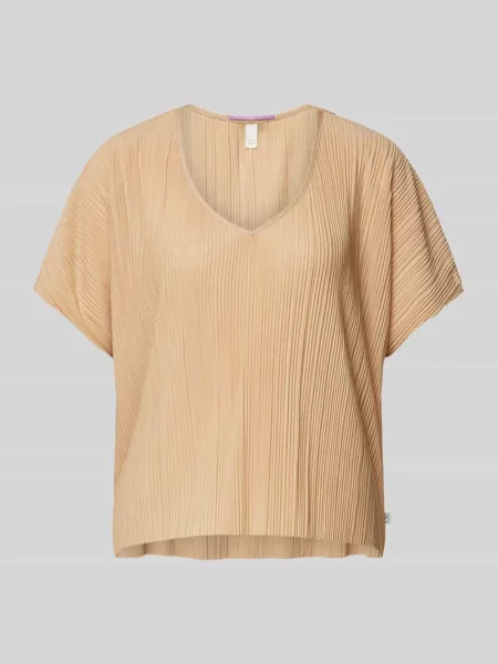 T-shirt z plisami Qs beżowa