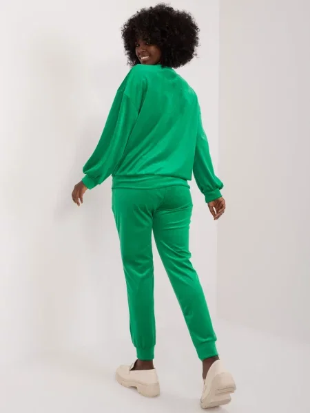 Aksamitny komplet dresowy Fashionhunters zielony