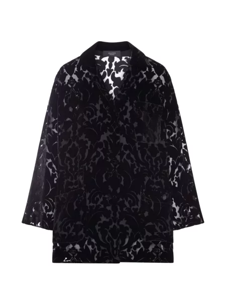 Cămașă Gucci de catifea cu model floral negru