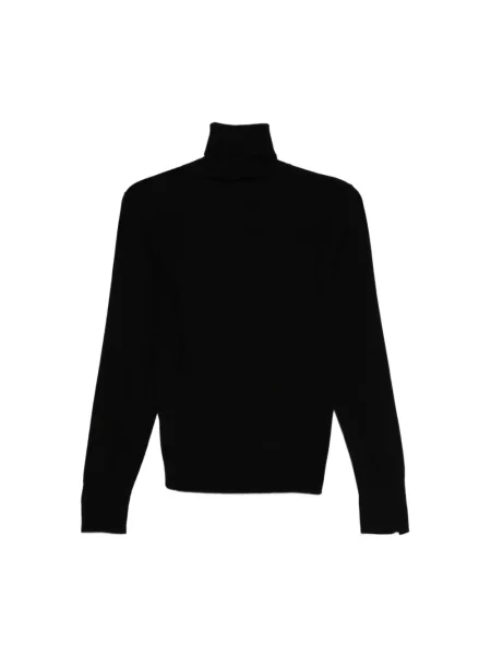 Lniany sweter z golfem Seventy czarny