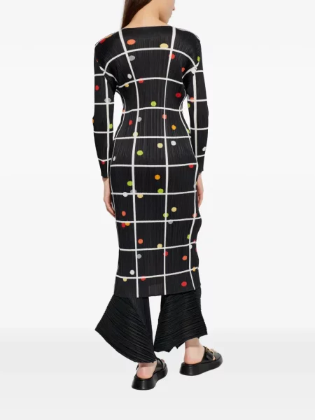 Πλισέ κοστούμι φόρεμα Pleats Please Issey Miyake με σχέδιο μαύρο