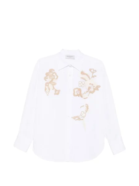 Lung cămașă Ermanno Firenze cu broderie cu model floral alb