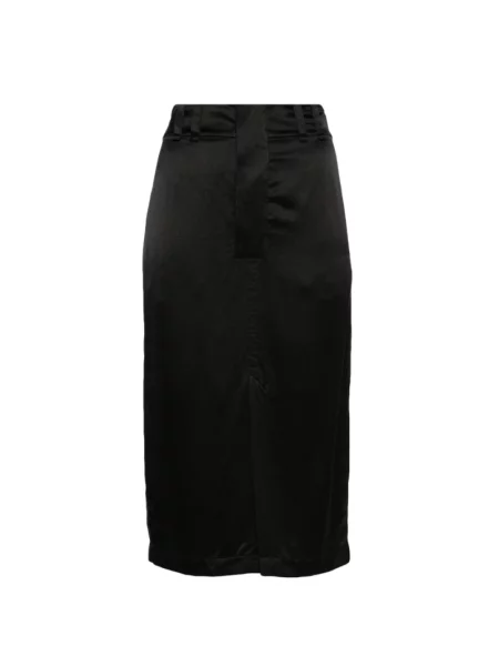 Spódnica midi Saint Laurent do kolan z rozcieciem czarna