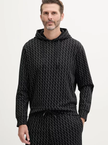 Armani Exchange hanorac de cu glugă cu imprimeu negru
