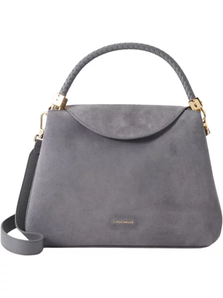 Semišová crossbody kabelka Coccinelle sivá