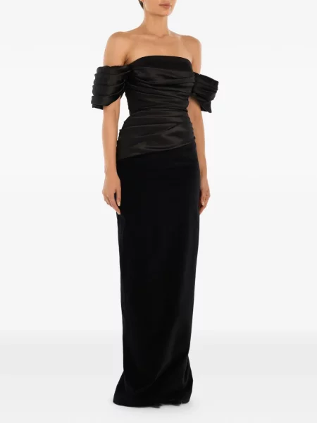 Rochie maxi Post Meridiem drapată de costum negru