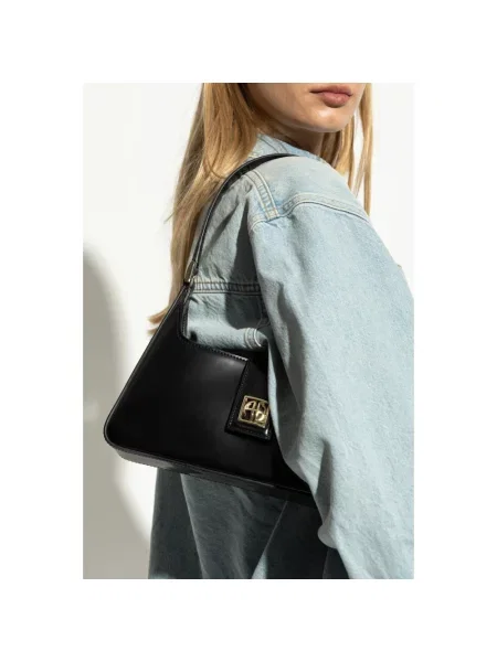 Anine Bing torebka skórzana Lou Shoulder Bag czarny