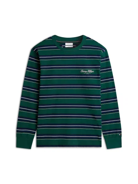 TOMMY HILFIGER Tričko námornícka modrá / jedľová / čierna biela