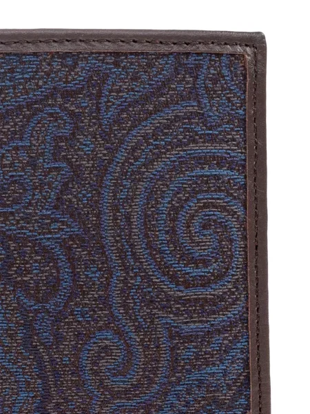 Portofel Etro din piele cu model paisley albastru