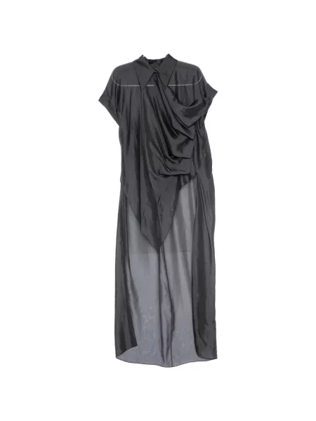 Maxi rochie maxi Gaz De Lin drapată de costum gri