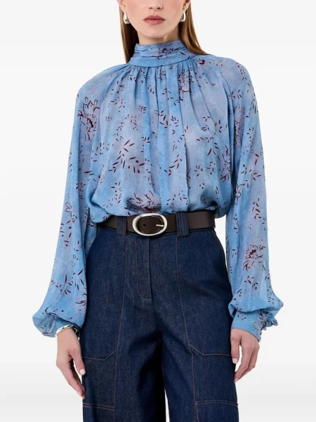 Top Nicholas cu model floral cu imagine albastru
