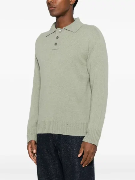 Lung tricou polo Amaranto tricotate verde