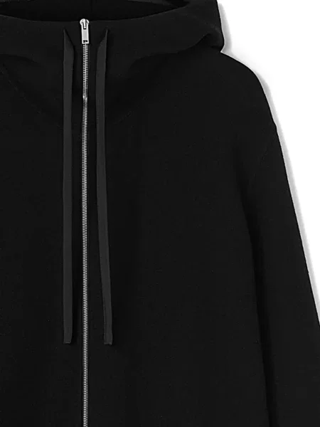 Ilgas striukė Jil Sander su gobtuvu juoda