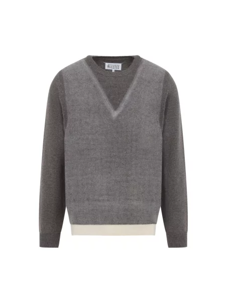 Sweter Maison Margiela wełniany brązowy