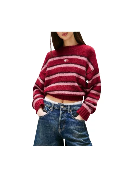 Tommy Jeans sweter z domieszką alpaki czerwony