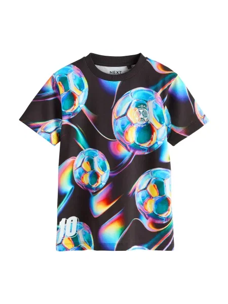 Next Tricou azur / galben / roz negru