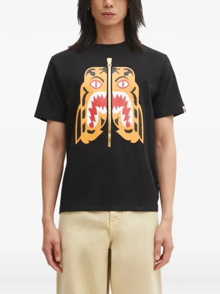 Tricou A Bathing Ape® cu imagine cu dungi de tigru negru