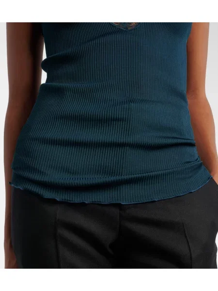 Top Saint Laurent de mătase verde