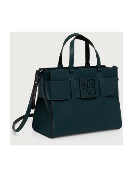 Armani Exchange torebka z imitacji skóry zielona