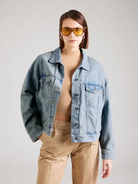 HUGO Geacă de blugi Lou_B Albastru Oversize alb