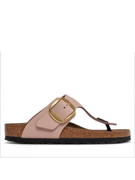 Japonki Birkenstock skórzane na sprzączkę różowe