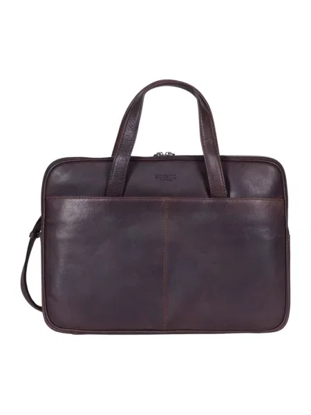 Torba na laptopa Howard London skórzana brązowa