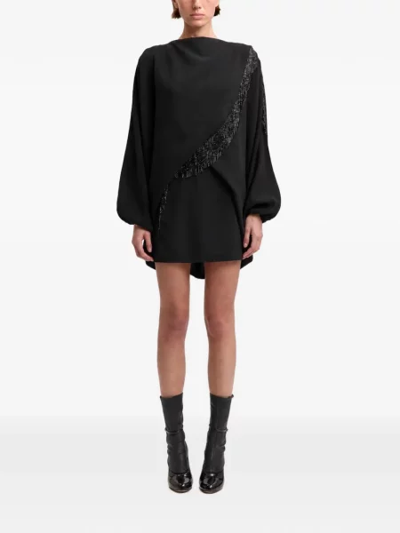 Rochie mini 16arlington cu franjuri negru