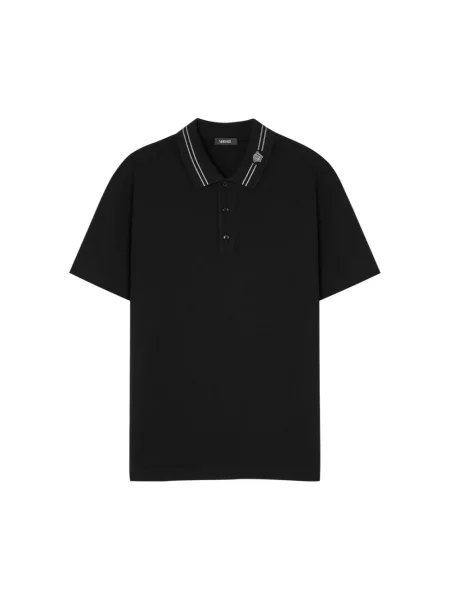 Koszulka polo Versace z kołnierzem czarna