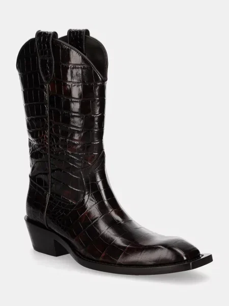 Шкіряні черевики Martine Rose Cowboy Boot коричневий на плоскому ходу рожеві