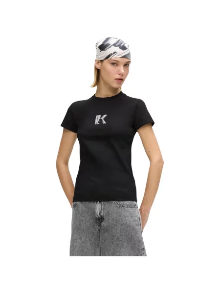 Tricou Karl Lagerfeld cu autograf negru