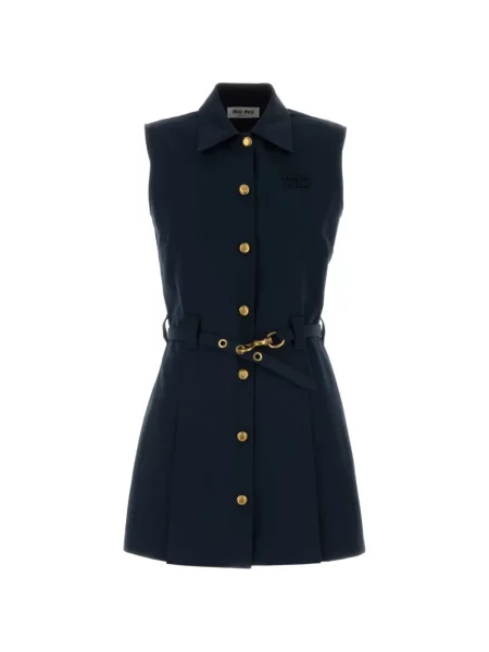 Cu centură rochie mini Miu Miu fără mâneci albastru