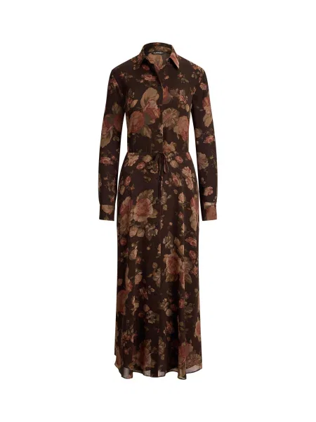 Lauren Ralph Lauren Košeľové šaty hrdzavohnedá / kapučíno / tmavohnedá / olivová hnedá