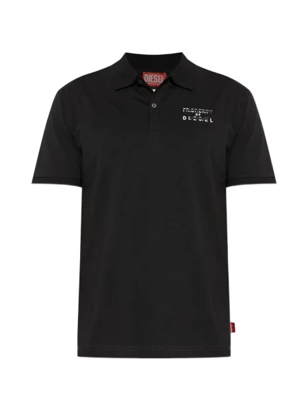 Scurt tricou polo Diesel cu autograf negru