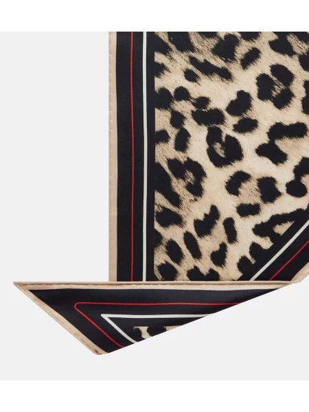 Fular Givenchy de mătase cu imagine cu model leopard bej