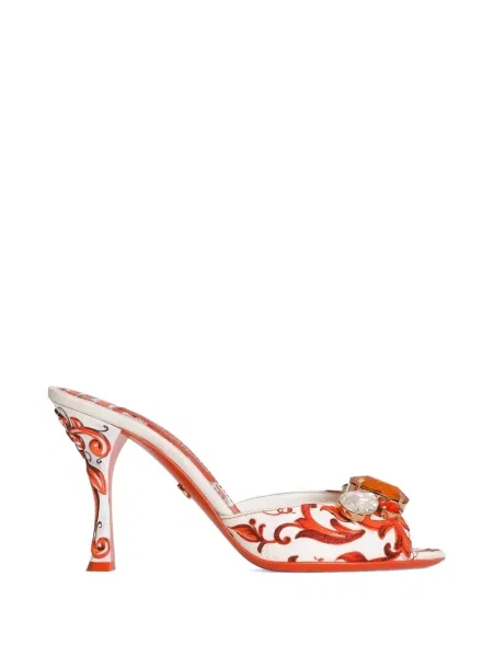 Papuci tip mules Dolce & Gabbana cu broderie alb